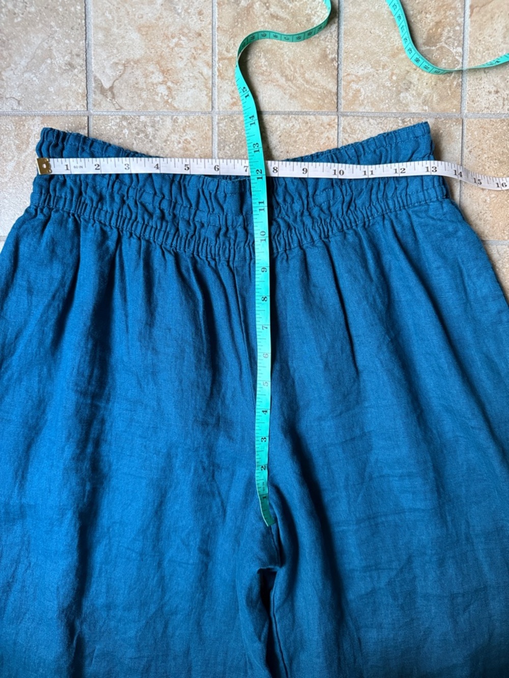 Somerset Linen Pants Anthropologie Pull-on Smocked Elastic Waist Pockets S NWT - Picture 12 of 16